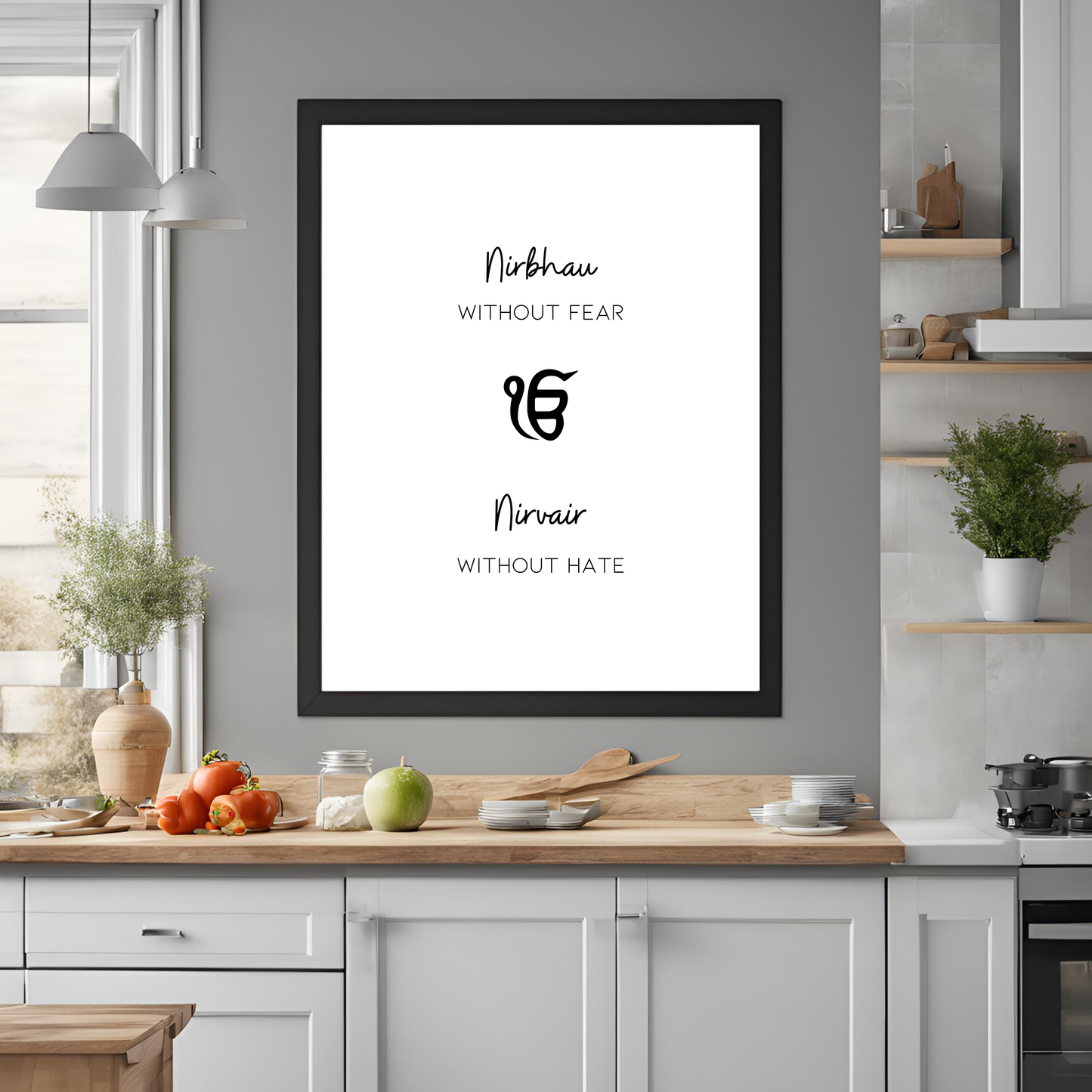 Nirbhau Nirvair Framed A4 Fine Art Print - Portrait/Black