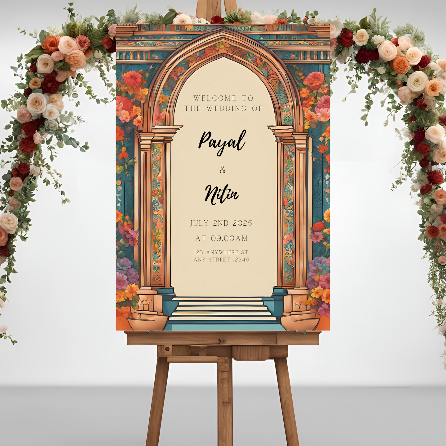 Rose Arch Entrance Board Digital Download - Online Template