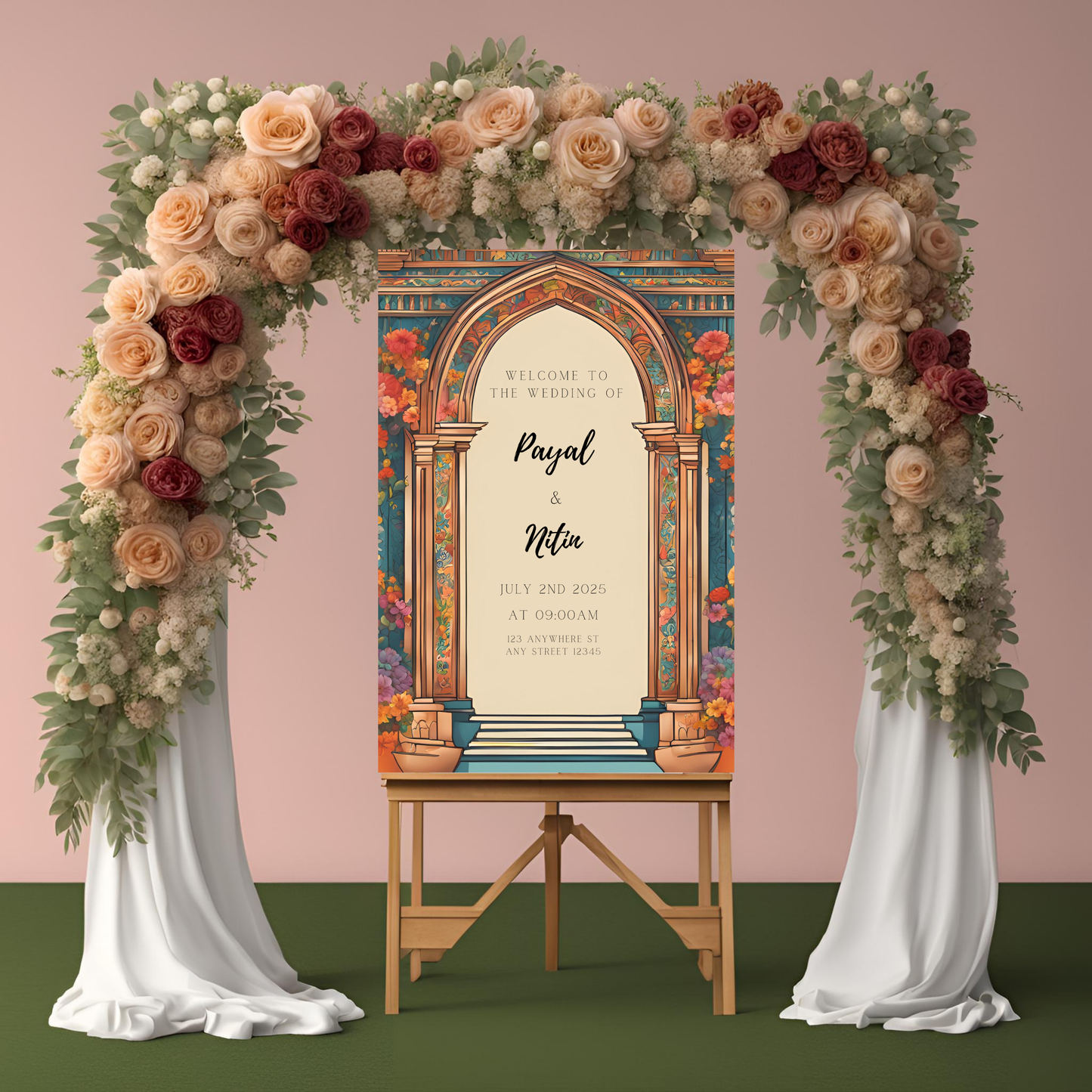 Rose Arch Entrance Board Digital Download - Online Template
