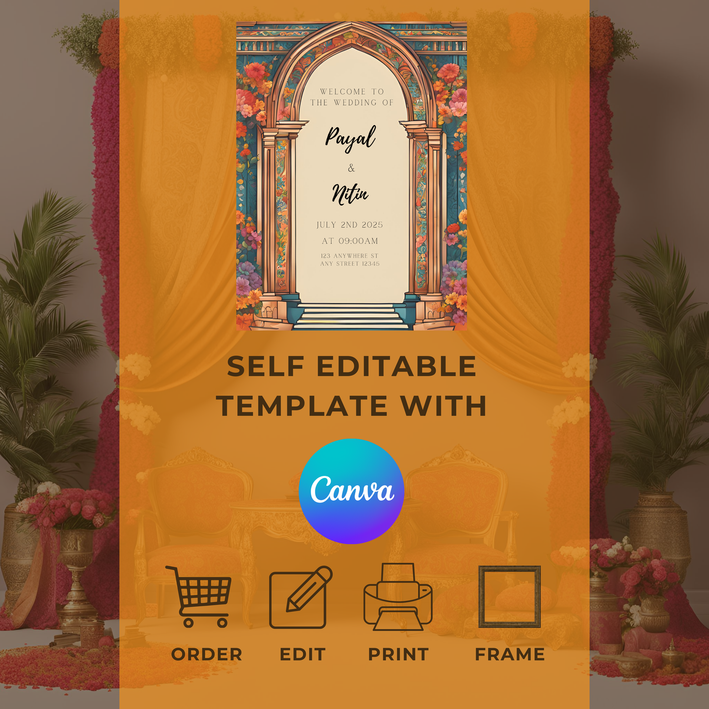 Rose Arch Entrance Board Digital Download - Online Template
