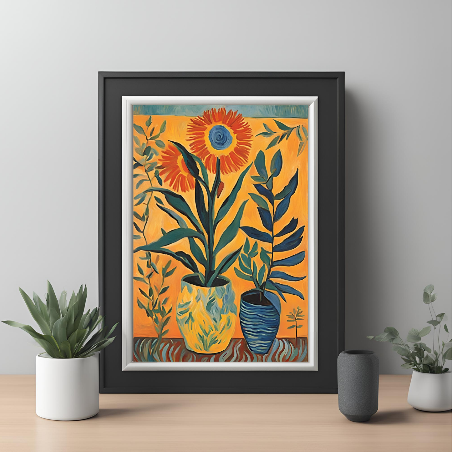 Sunset Plant Vase Wall Art Digital Download