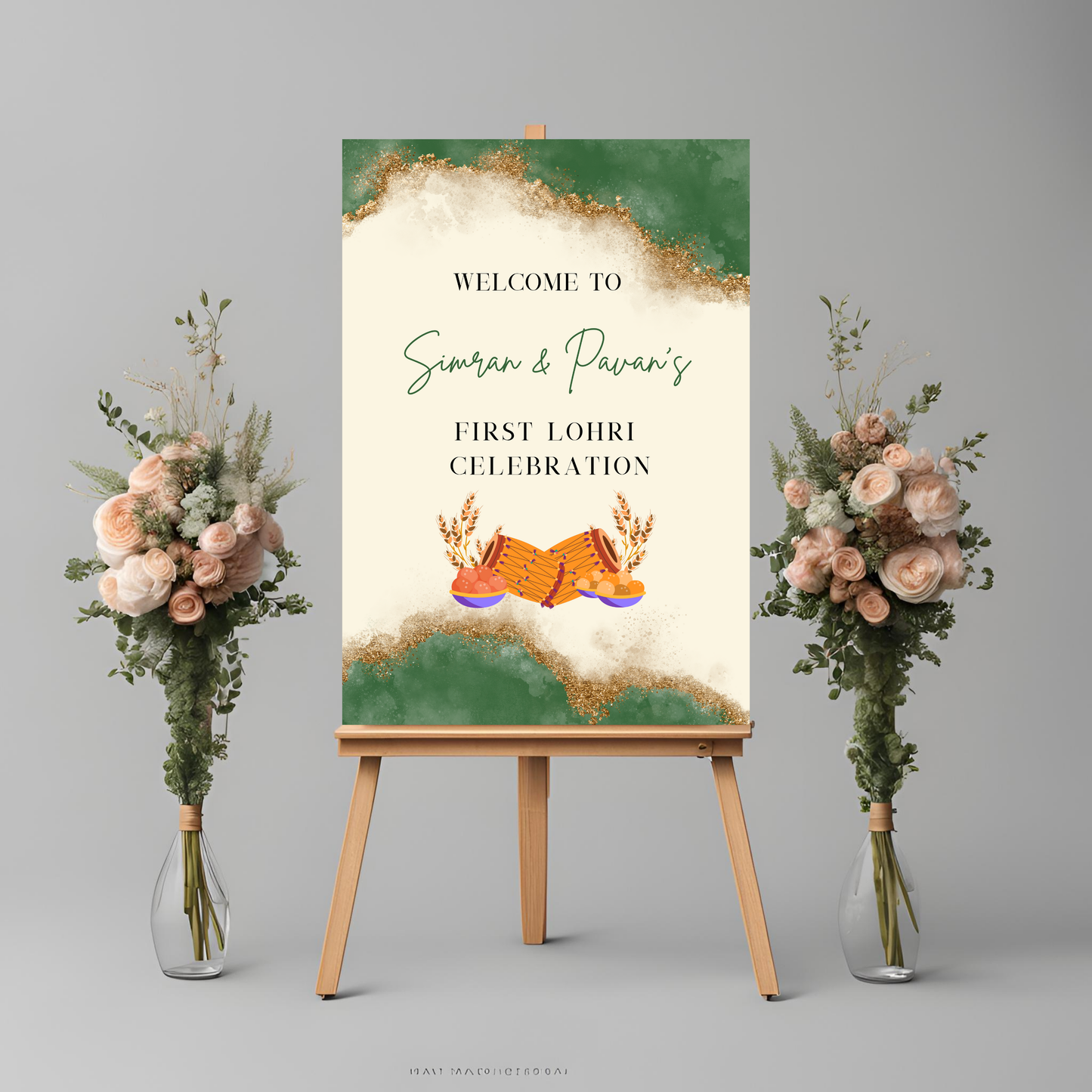 Lohri Party Green Welcome Sign