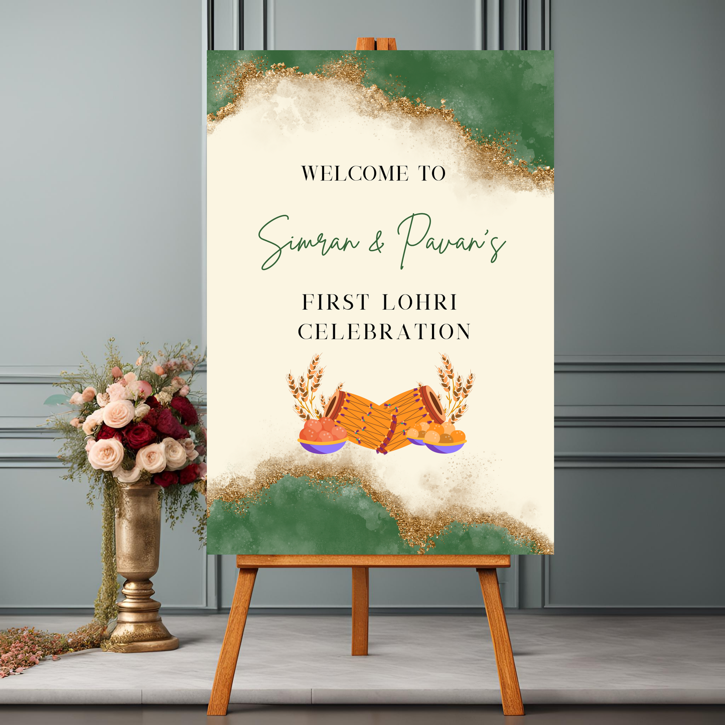 Lohri Party Green Welcome Sign