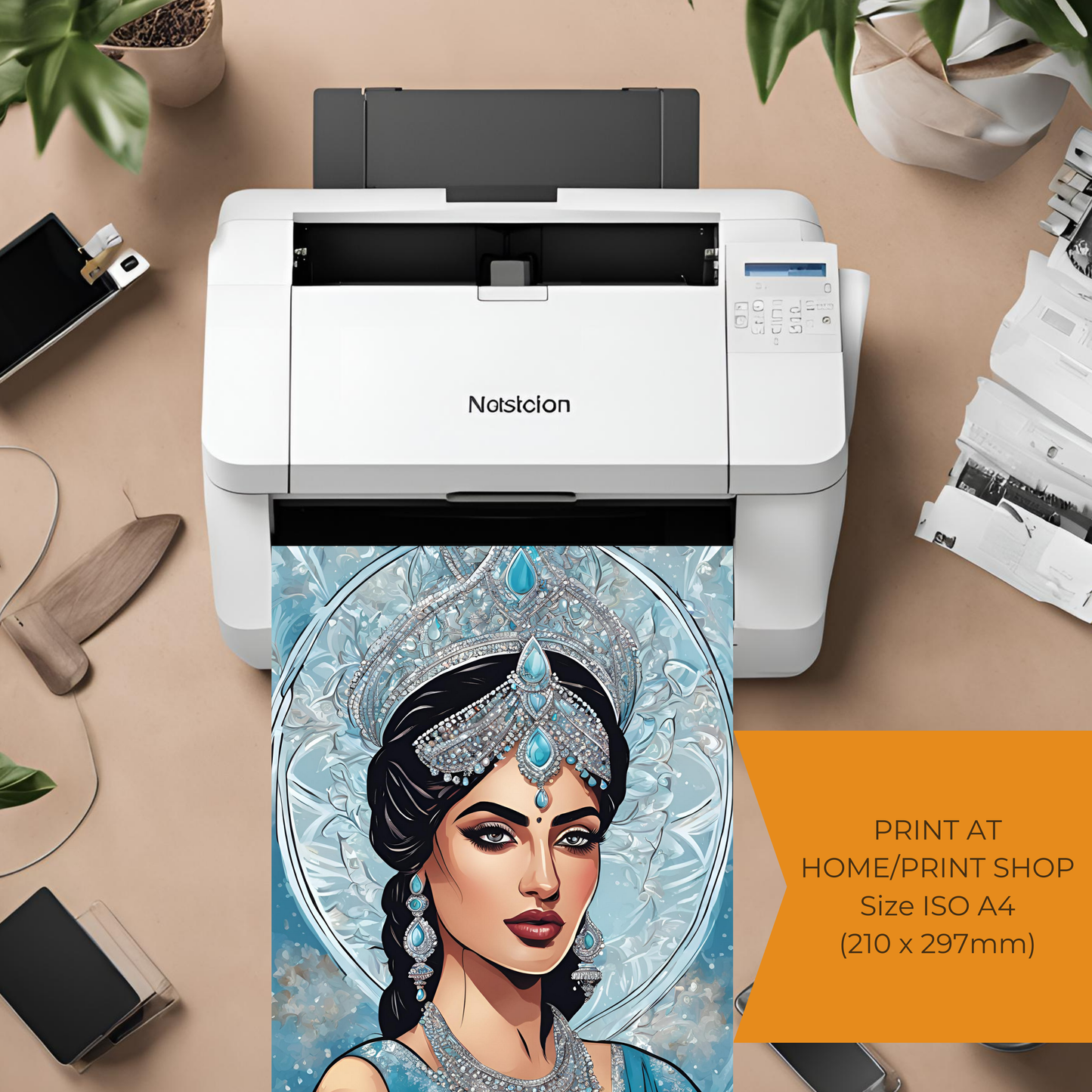 South Asian Art Desi Winter Ice Princess Digital Print