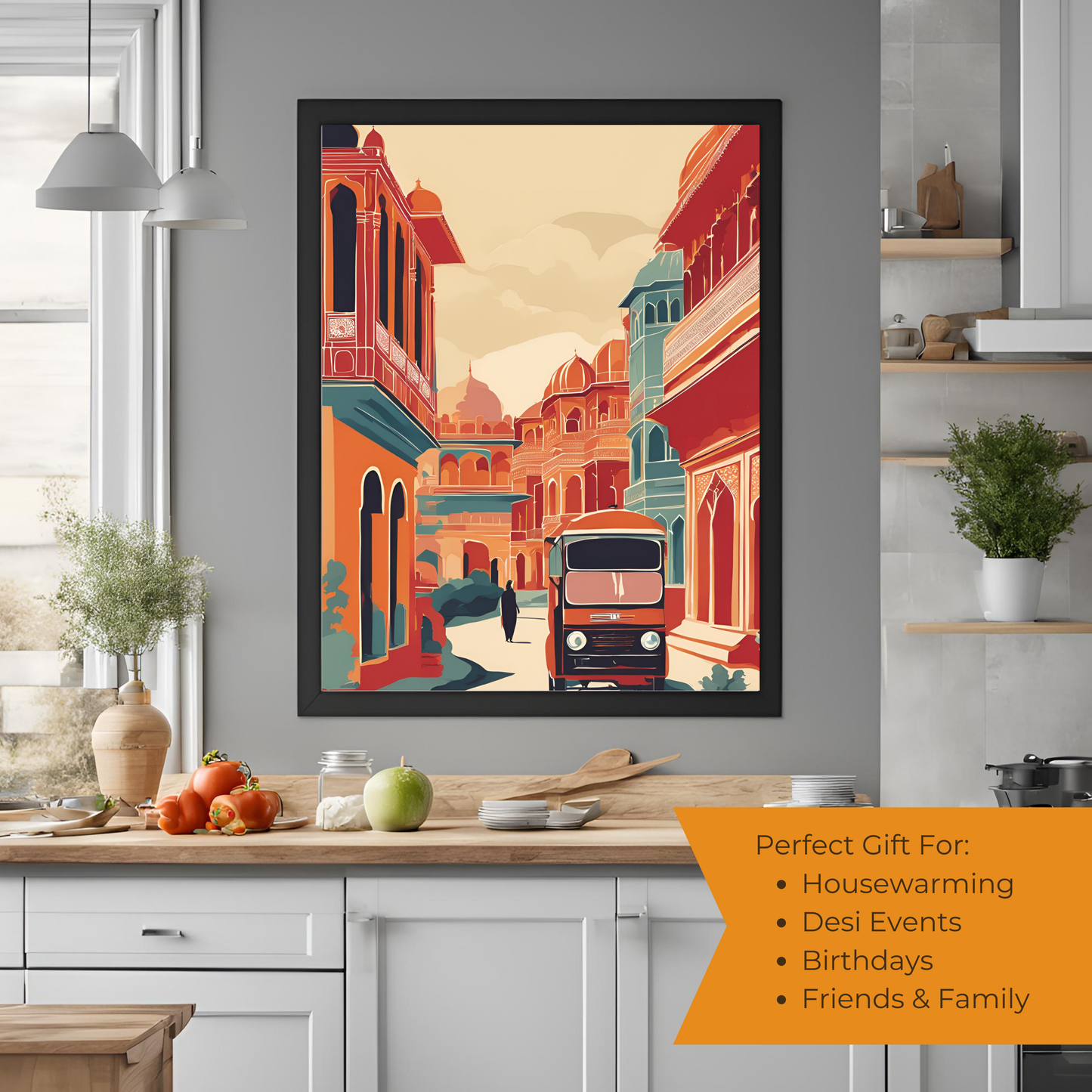 India Street Black Framed A4 Portrait Print
