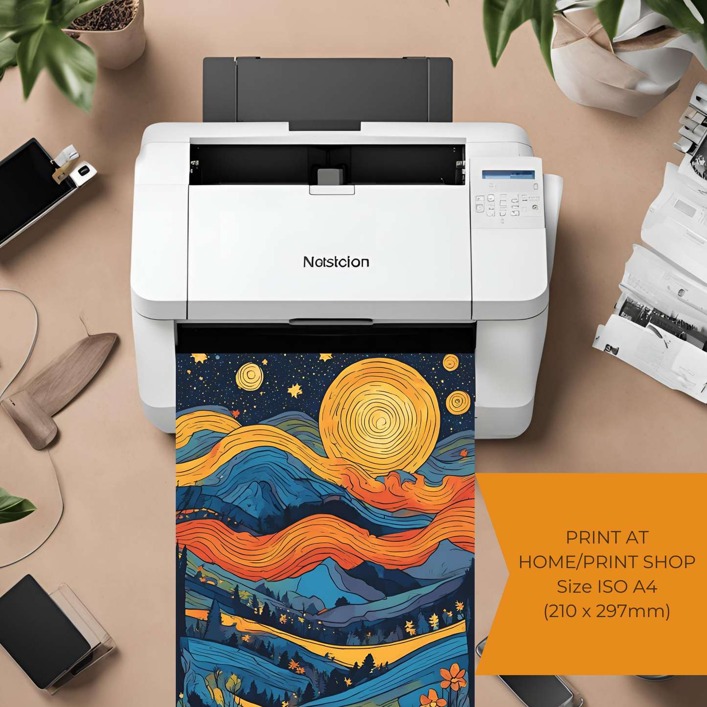 Van Gogh Inspired Sunset Starry Night Wall Art Digital Download