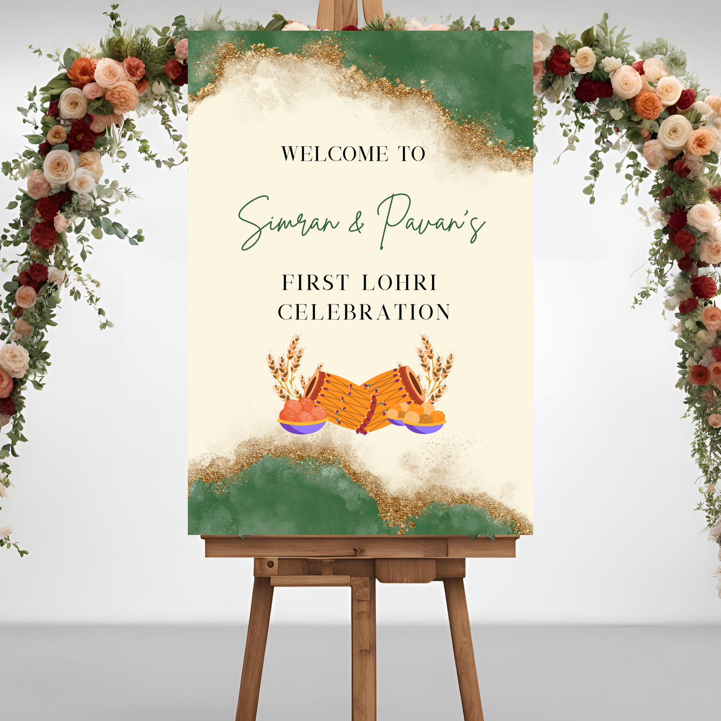 Lohri Party Green Welcome Sign