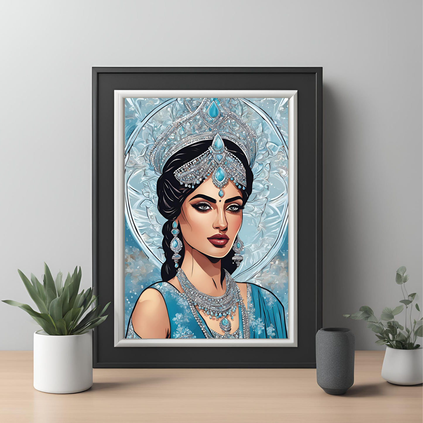 South Asian Art Desi Winter Ice Princess Digital Print