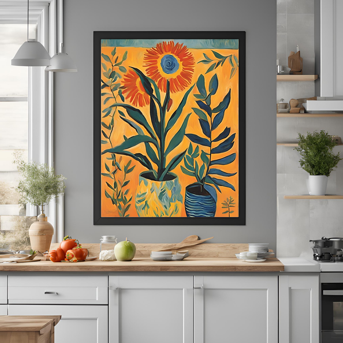 Sunset Plant Vase Wall Art Digital Download
