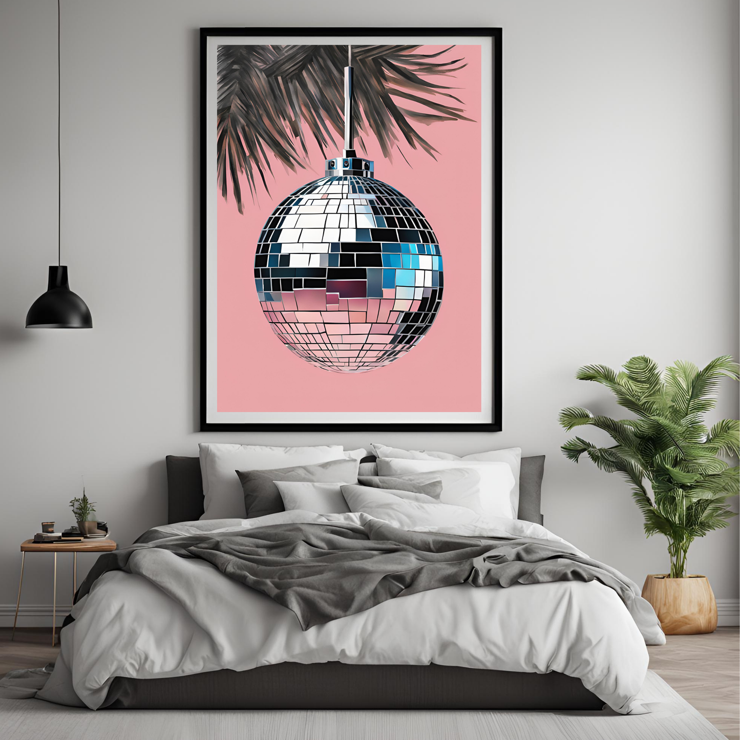 Disco Ball Christmas Tree Pink Digital Print
