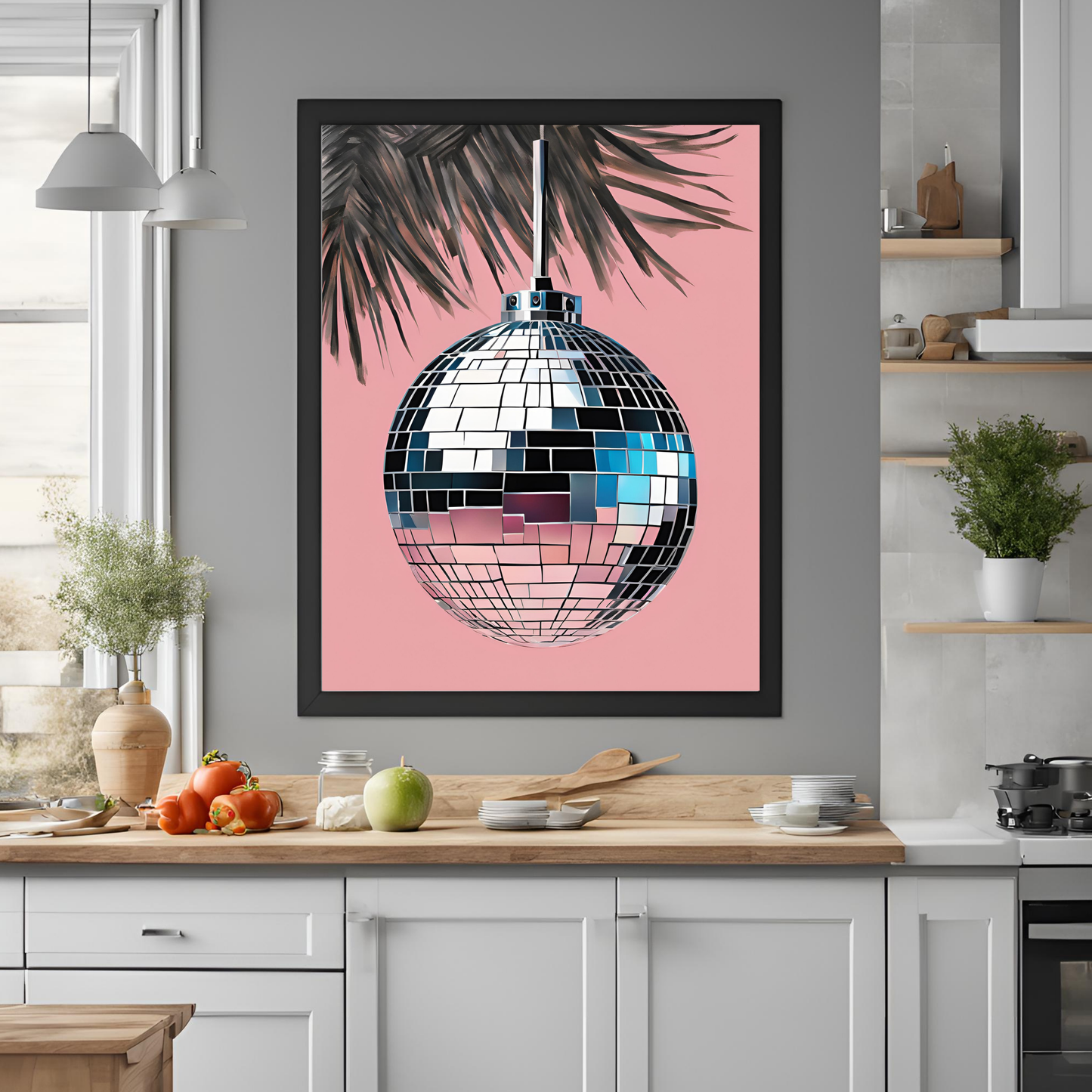 Disco Ball Christmas Tree Pink Digital Print
