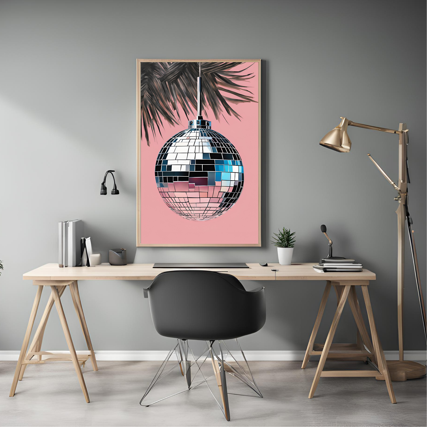 Disco Ball Christmas Tree Pink Digital Print