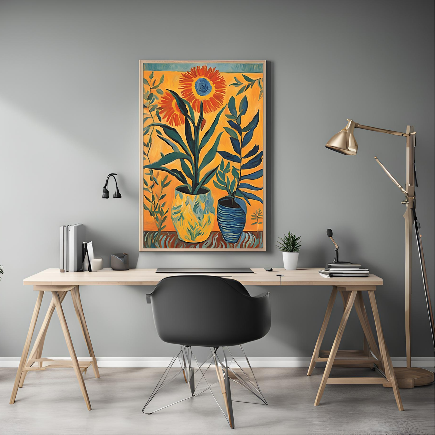 Sunset Plant Vase Wall Art Digital Download