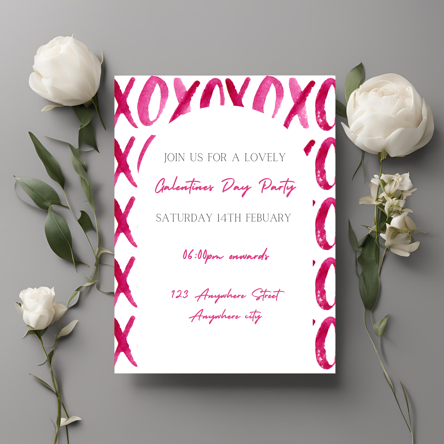 Galentines Invite Pink Kisses