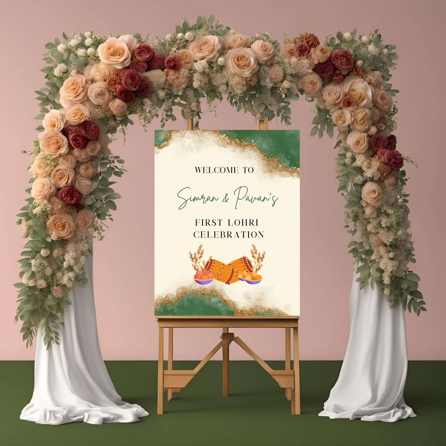 Lohri Party Green Welcome Sign