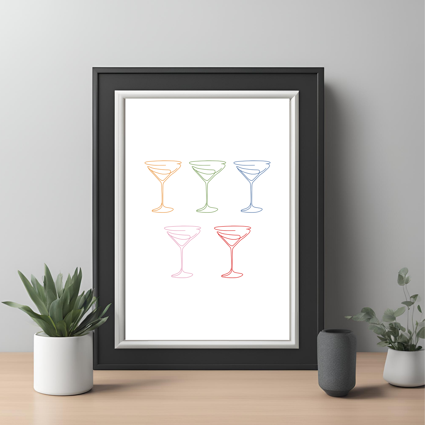 Rainbow Wine Glass Kitchen Print Cheers Wall Art Digital Download