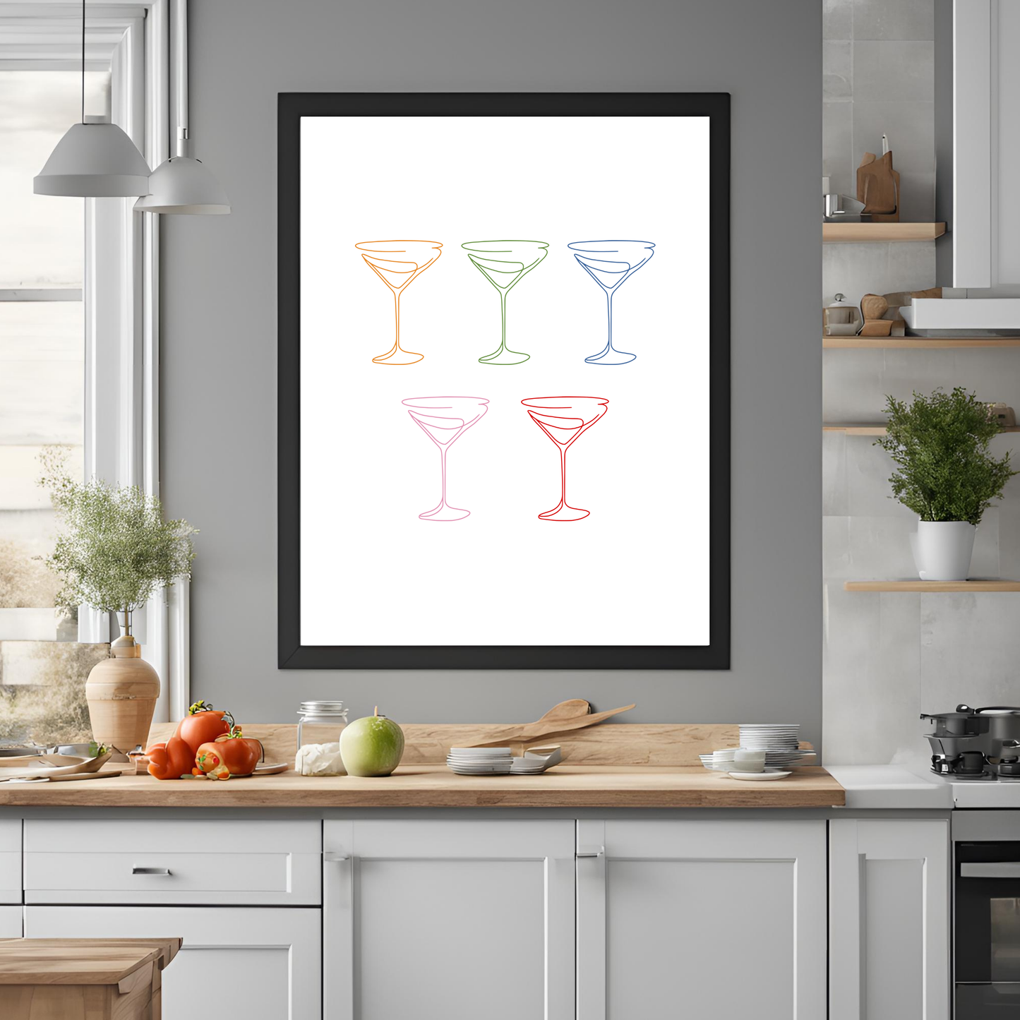 Rainbow Wine Glass Kitchen Print Cheers Wall Art Digital Download