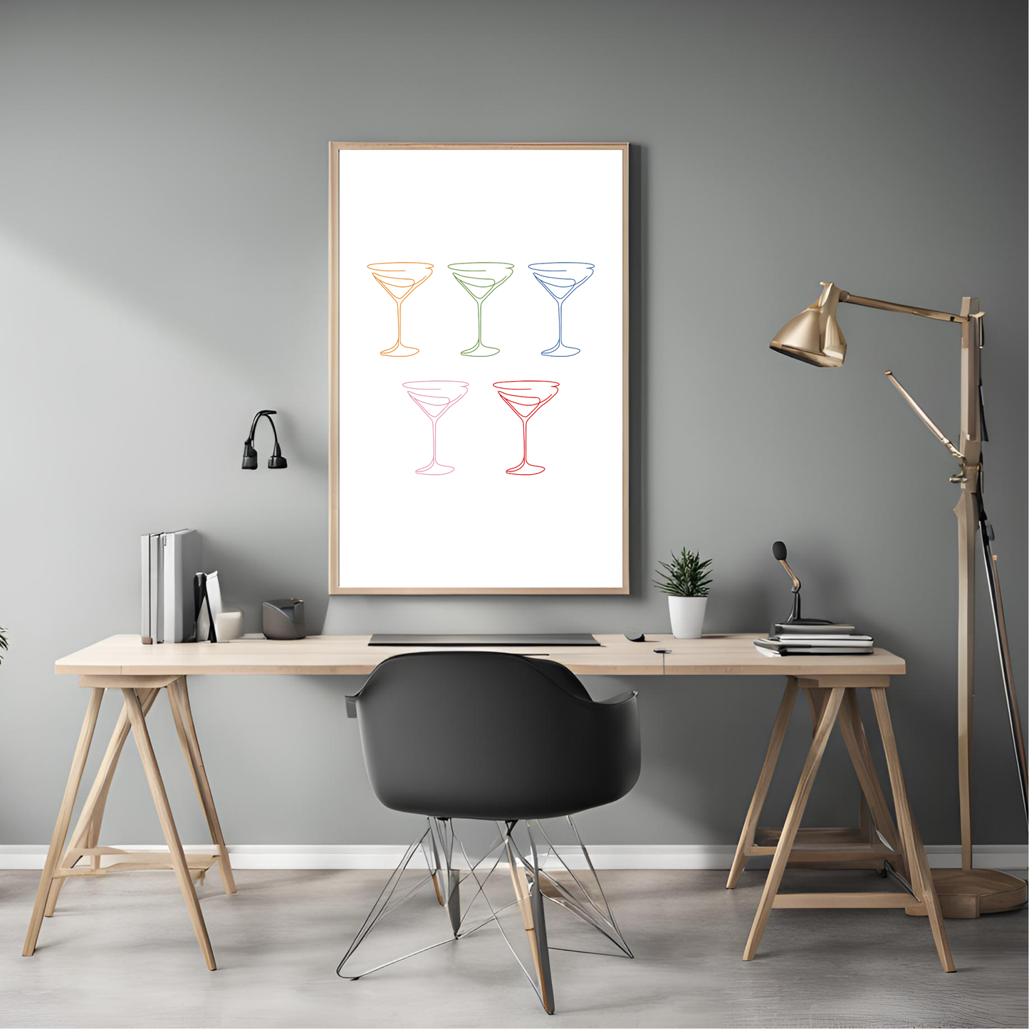 Rainbow Wine Glass Kitchen Print Cheers Wall Art Digital Download