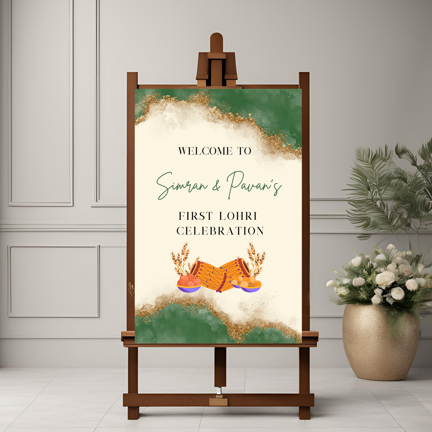 Lohri Party Green Welcome Sign