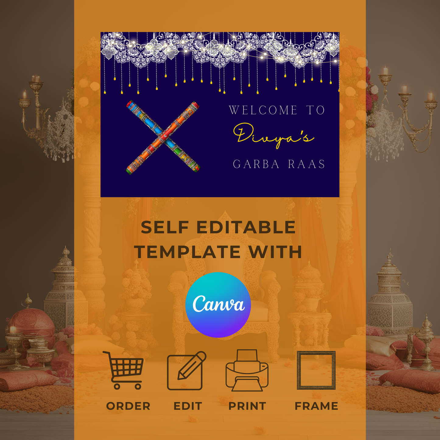 Decor Garba Party Entrance Board Digital Download - Online Template