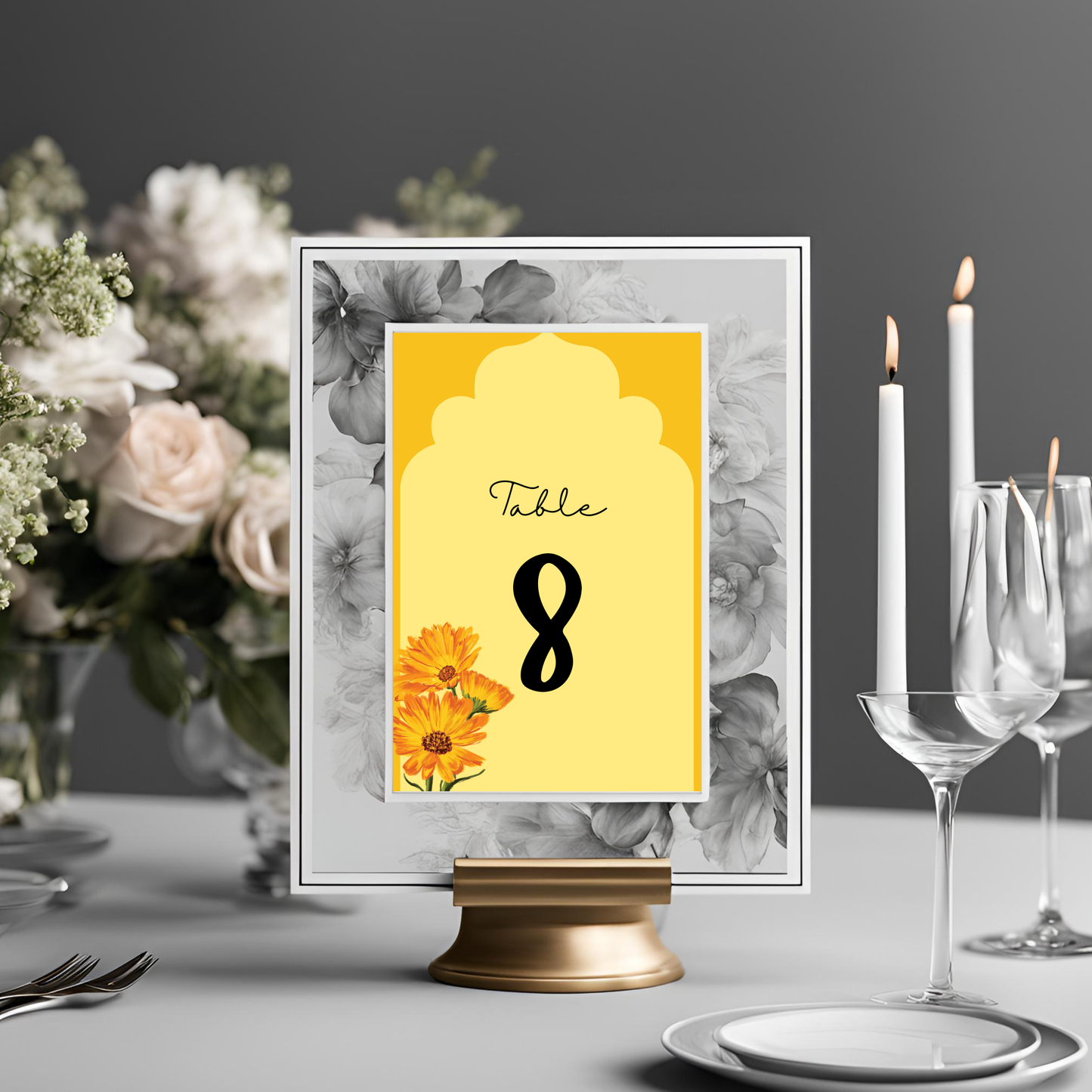Sunflower Table Number Digital Download - Online Template