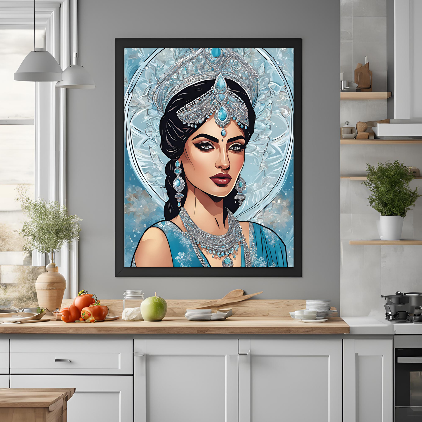 South Asian Art Desi Winter Ice Princess Digital Print