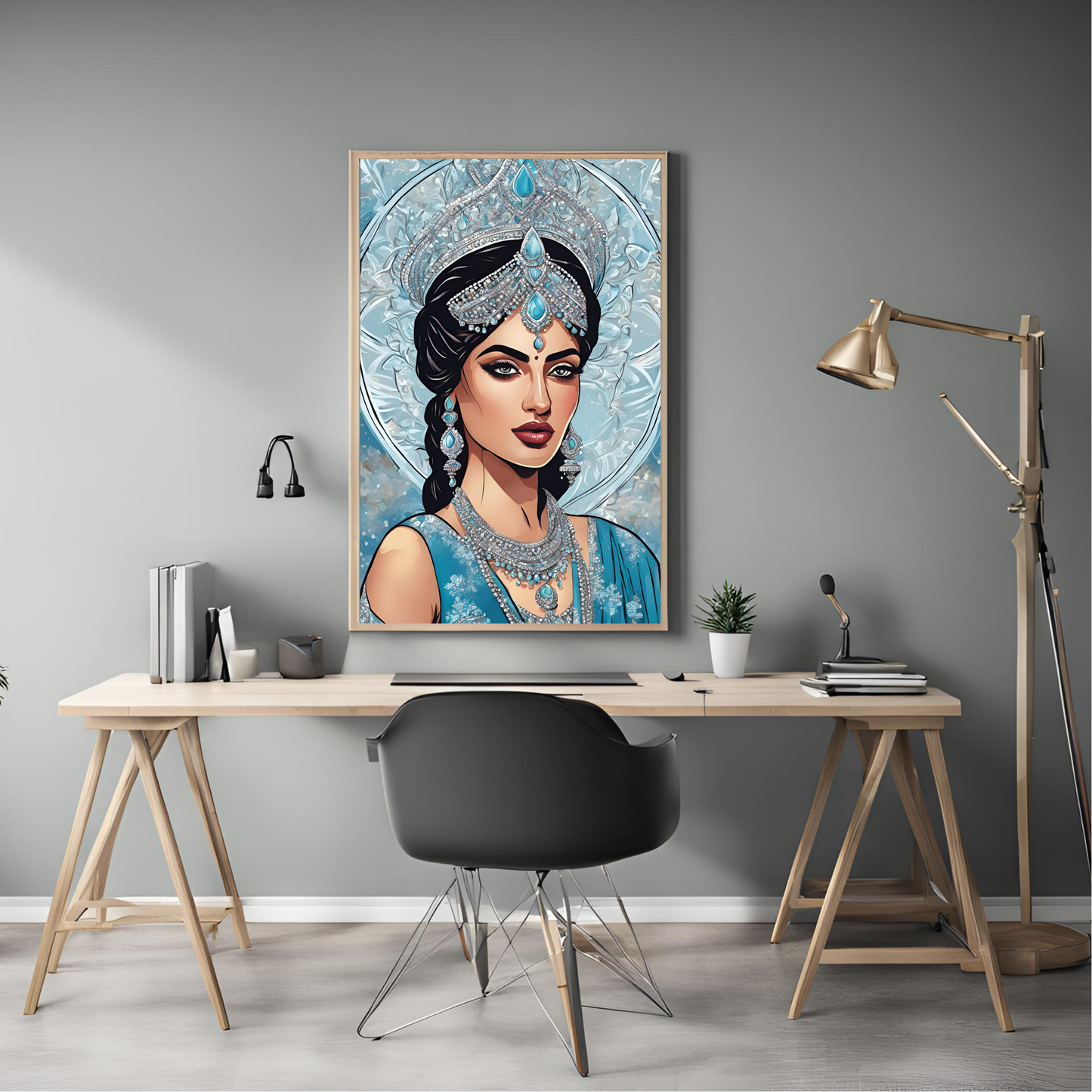 South Asian Art Desi Winter Ice Princess Digital Print