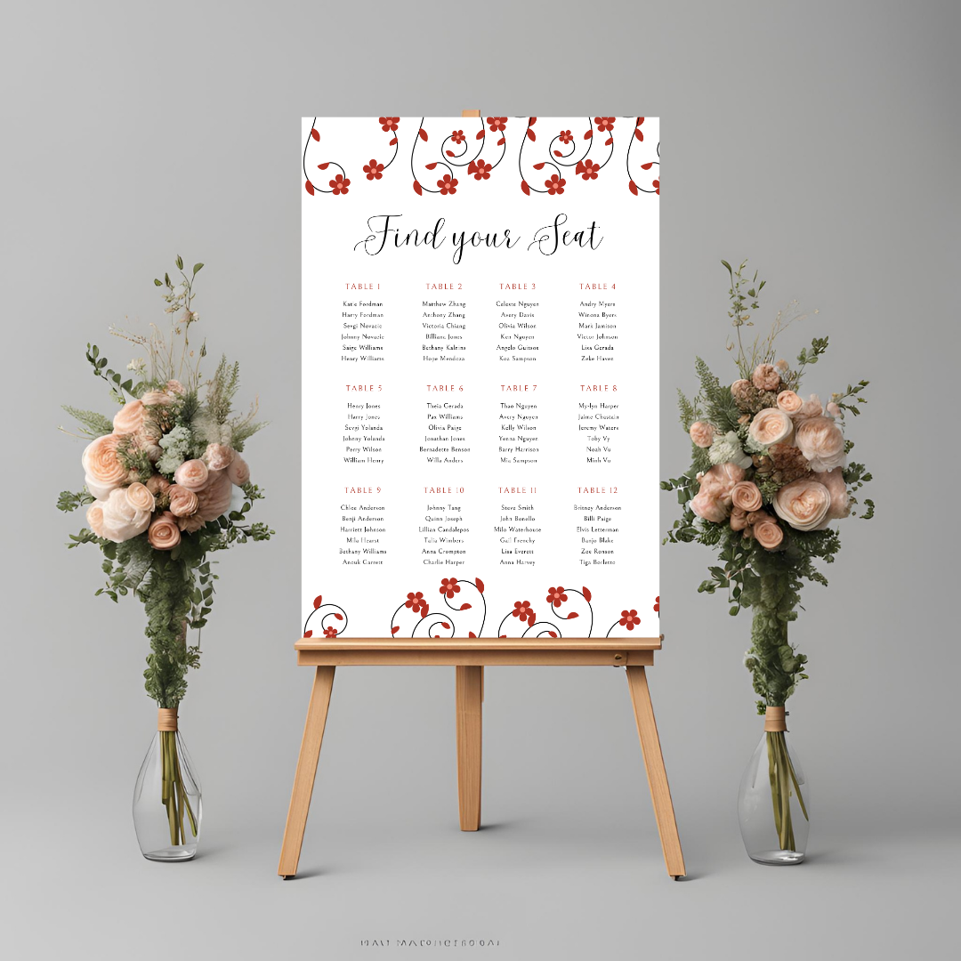 Floral Seating Plan Digital Download - Online Template