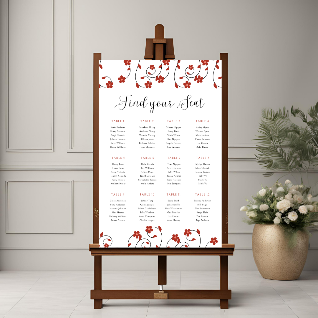 Floral Seating Plan Digital Download - Online Template