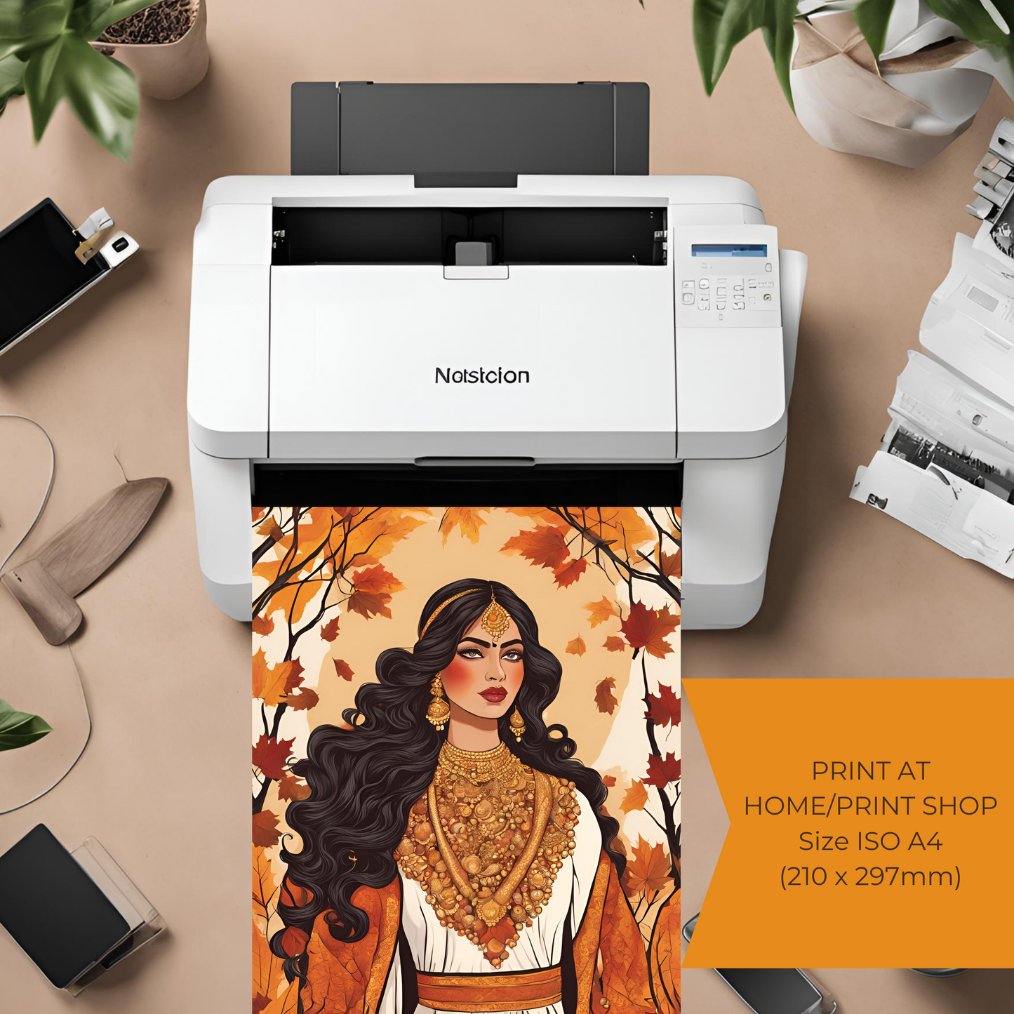 South Asian Art Desi Autumn Fall Princess Digital Print