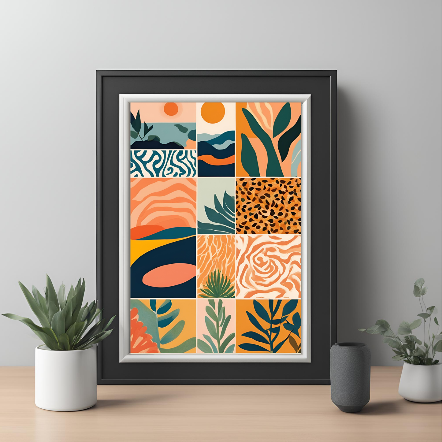 Sunset Plant Tiled Pattern Wall Art Digital Download