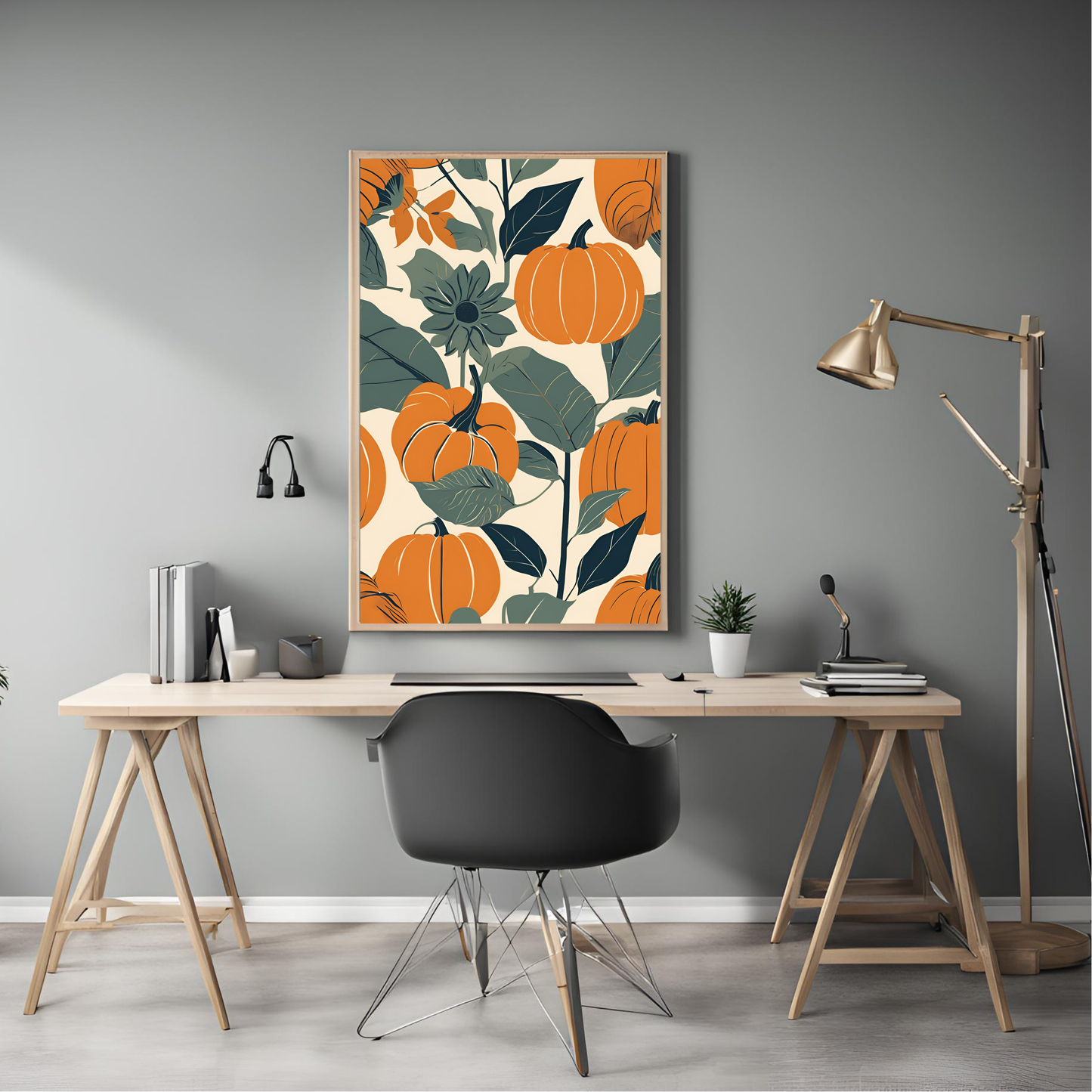 Pumpkins and Sunflowers Collage Wall Art Digital Download