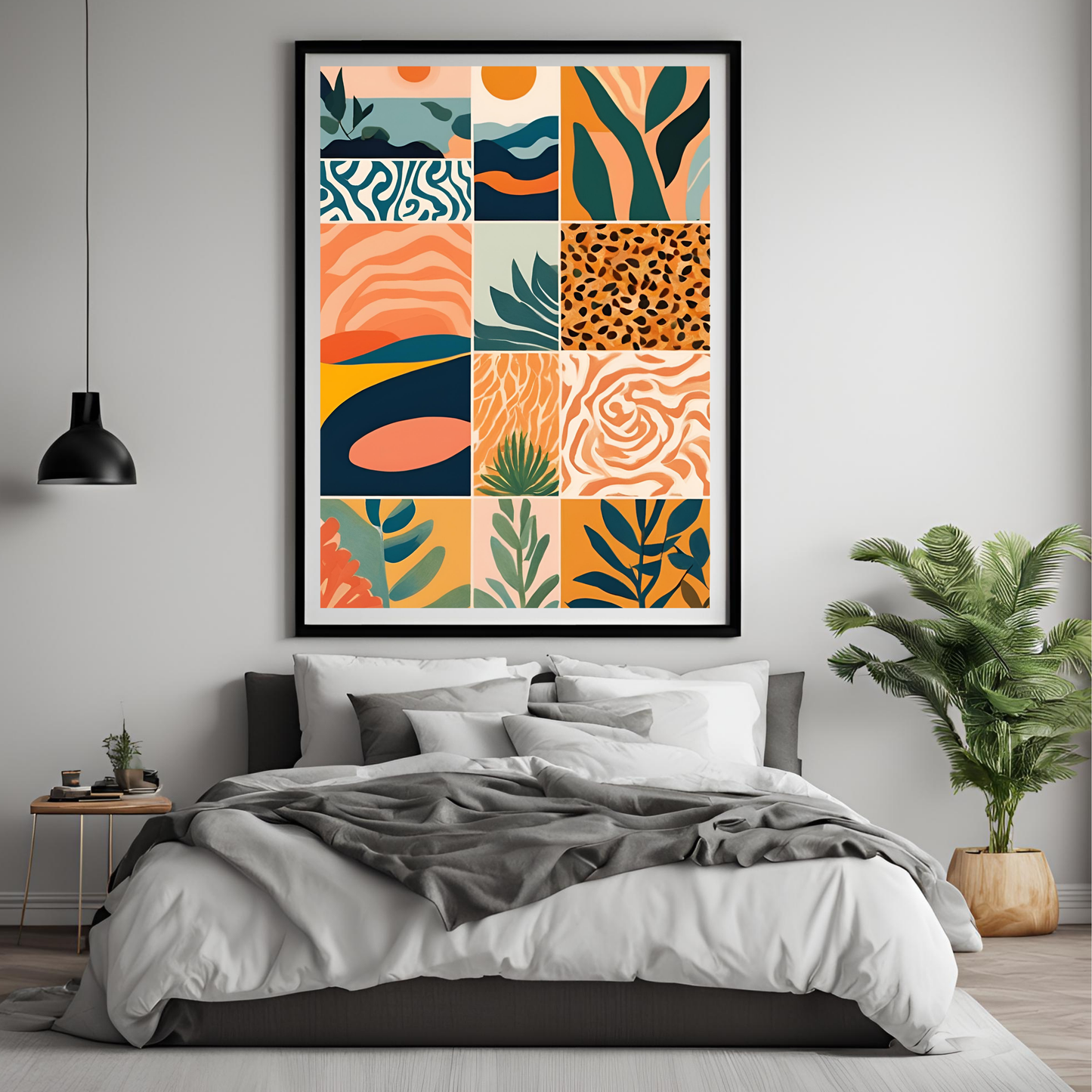 Sunset Plant Tiled Pattern Wall Art Digital Download