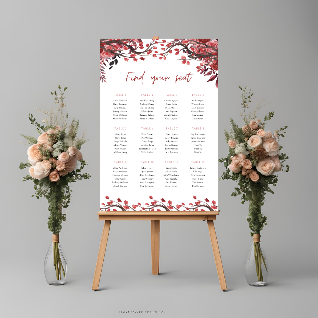 Blossom Seating Plan Digital Download - Online Template