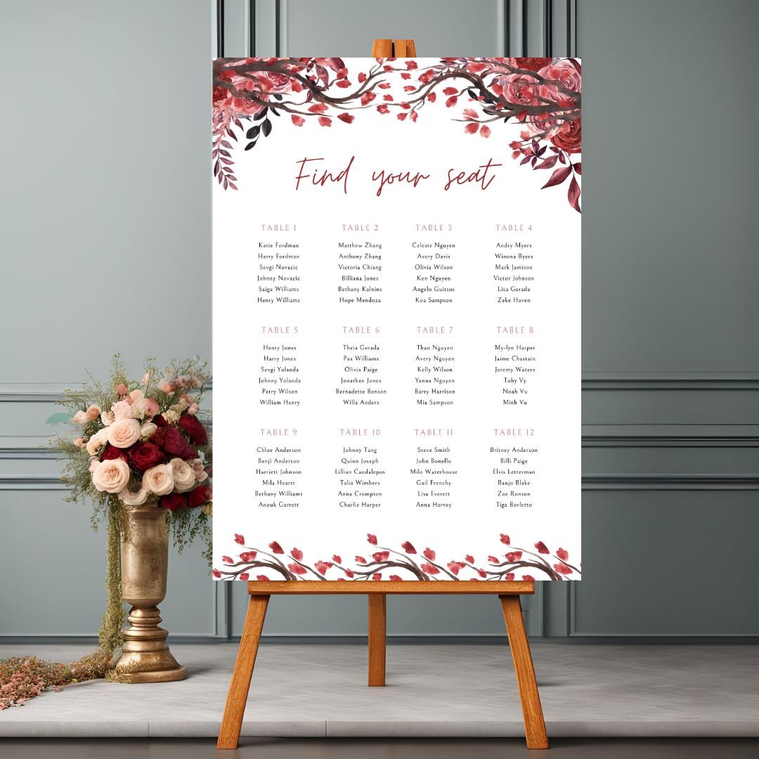 Blossom Seating Plan Digital Download - Online Template