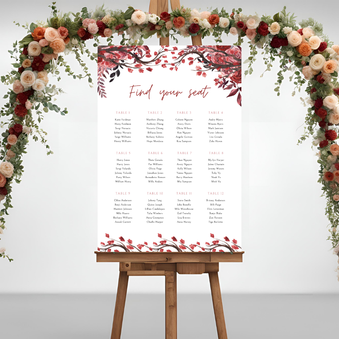 Blossom Seating Plan Digital Download - Online Template