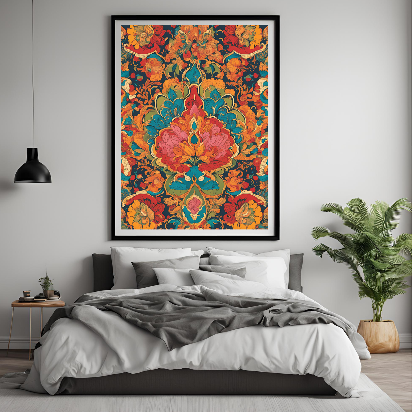 Indian Traditional Rainbow Floral Folk Wall Art Digital Download