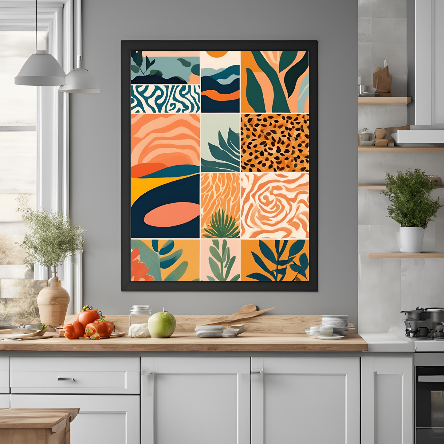 Sunset Plant Tiled Pattern Wall Art Digital Download