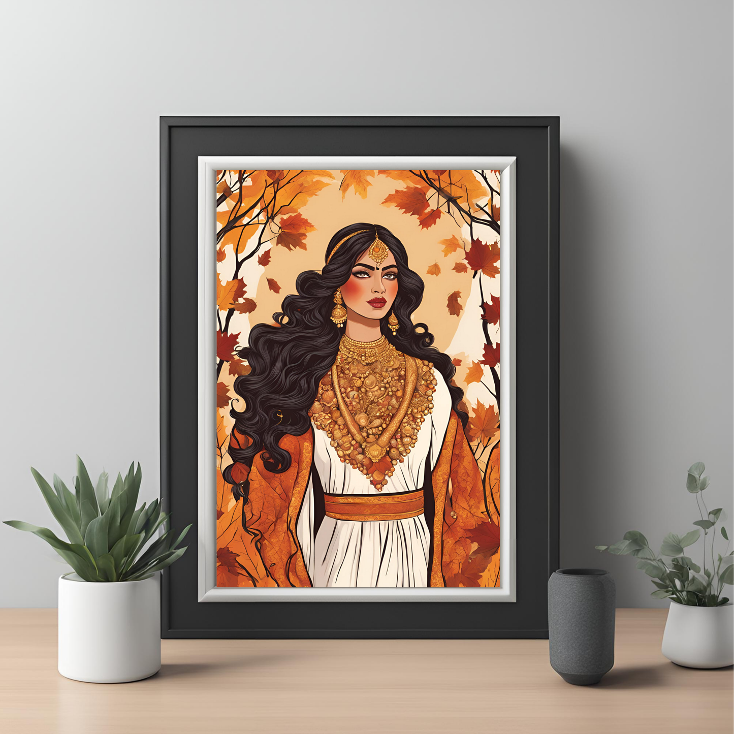 South Asian Art Desi Autumn Fall Princess Digital Print