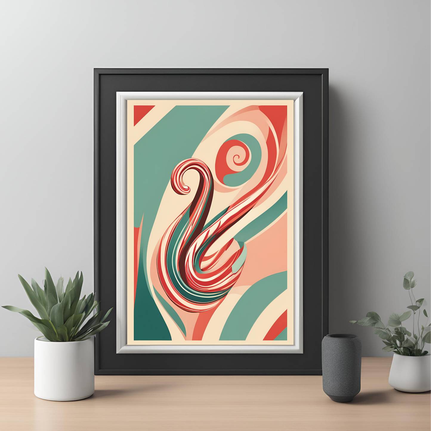 Retro Christmas Candy Cane Wall Art Digital Download