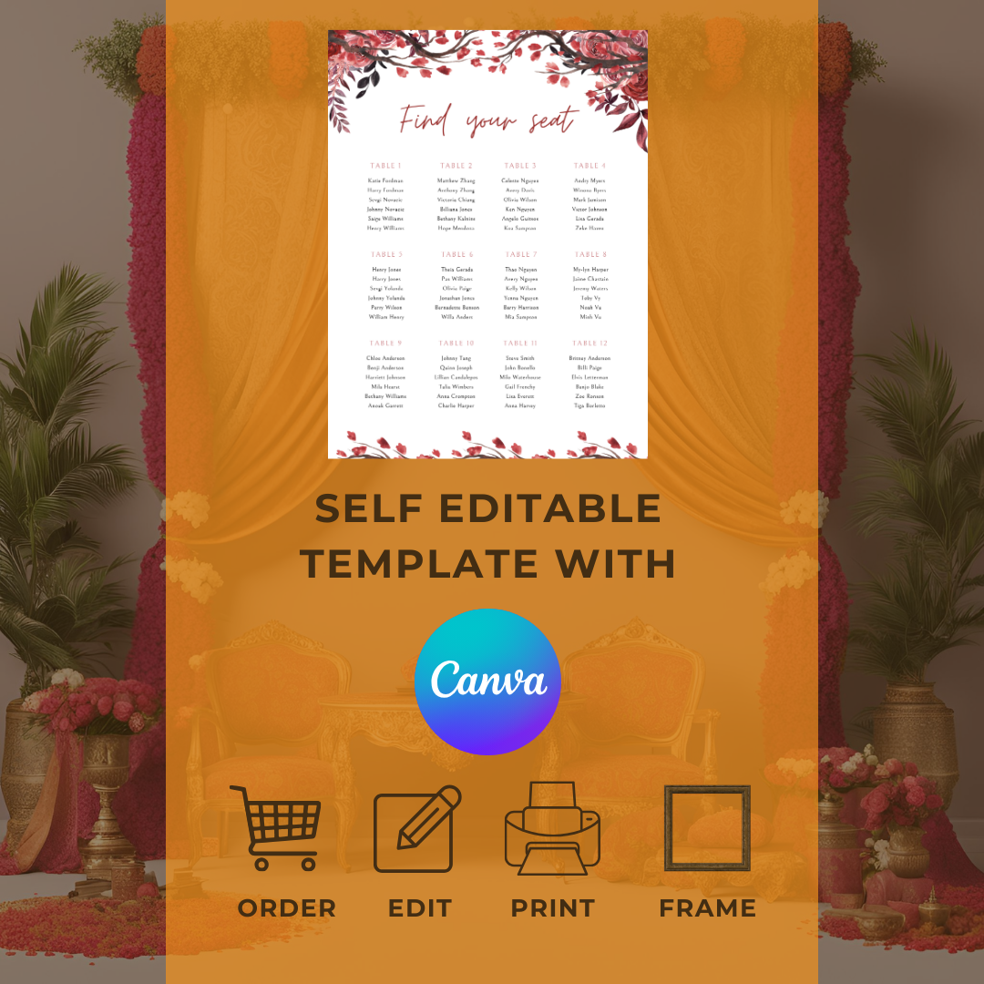 Blossom Seating Plan Digital Download - Online Template