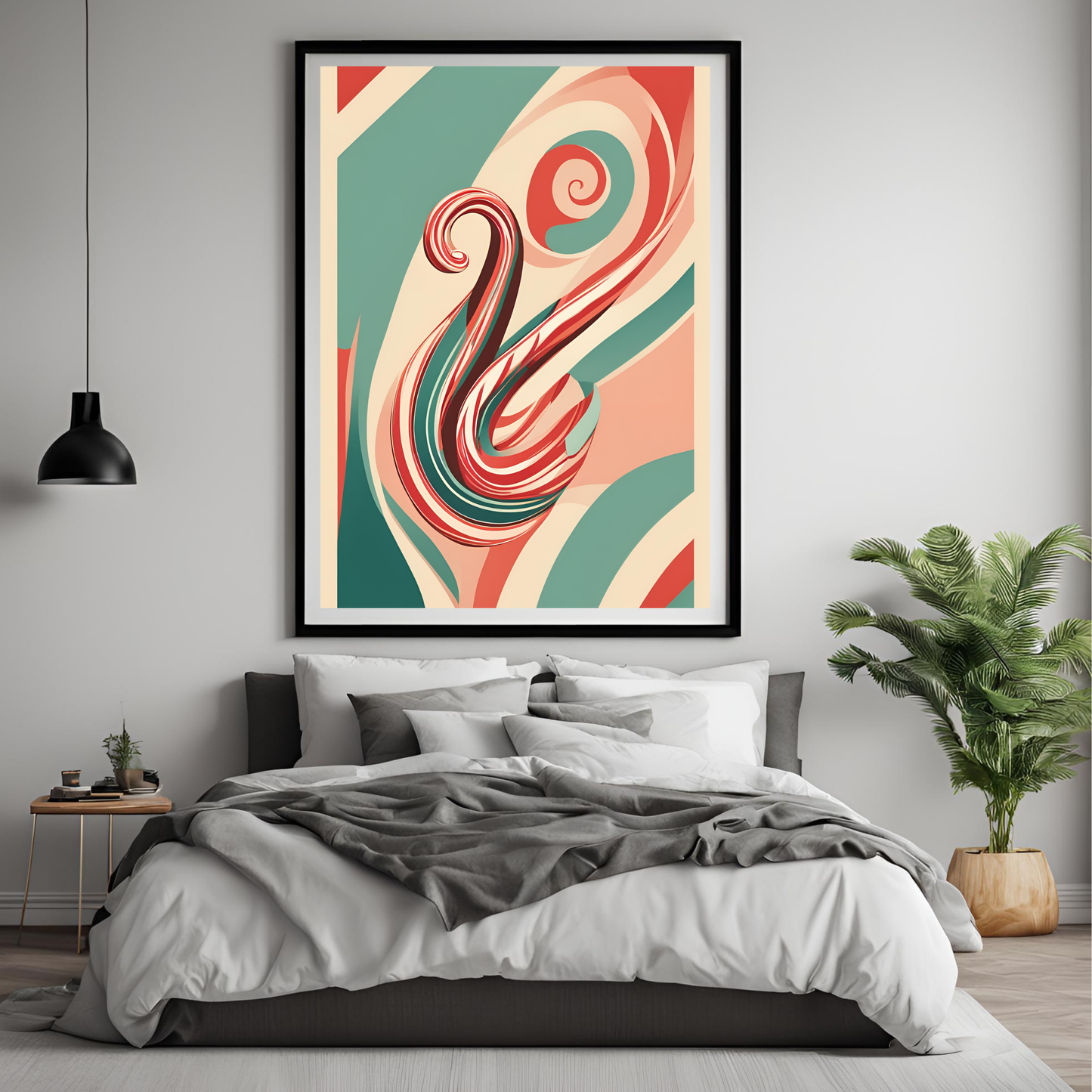 Retro Christmas Candy Cane Wall Art Digital Download