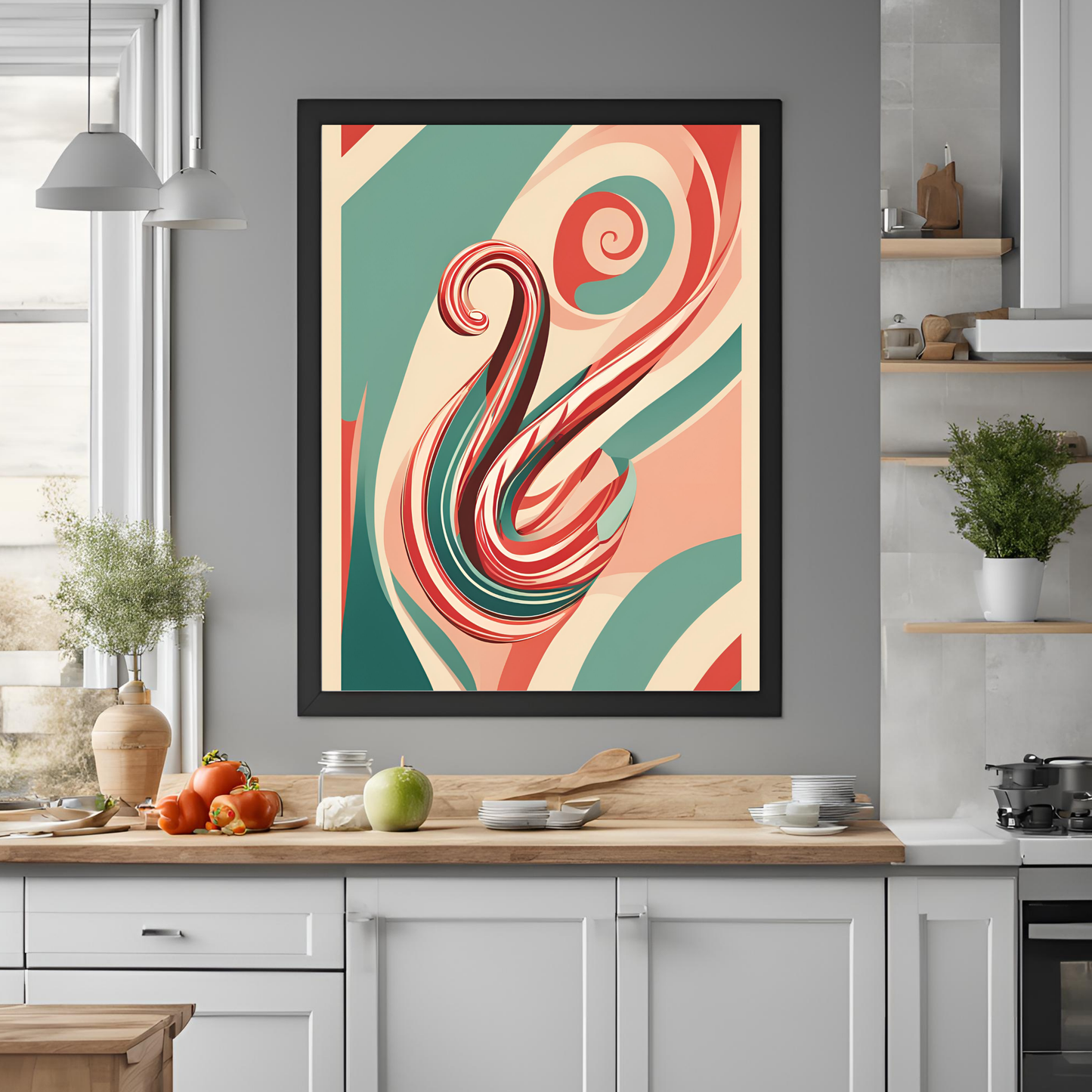 Retro Christmas Candy Cane Wall Art Digital Download