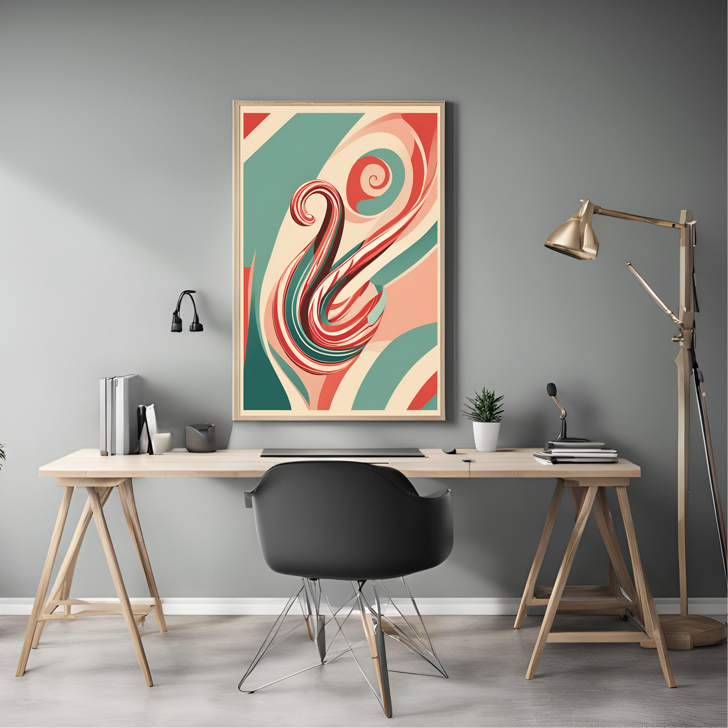 Retro Christmas Candy Cane Wall Art Digital Download