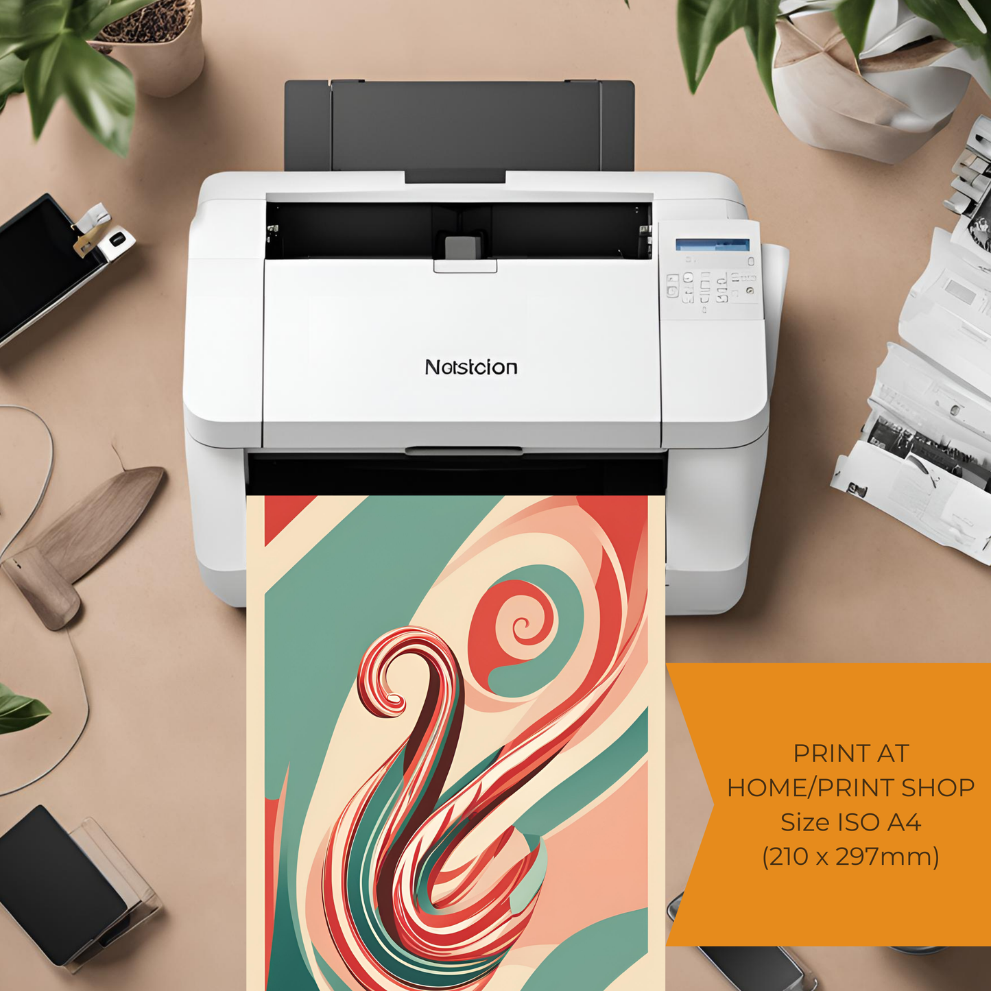 Retro Christmas Candy Cane Wall Art Digital Download