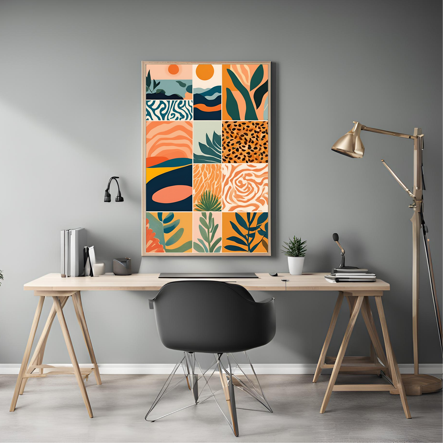 Sunset Plant Tiled Pattern Wall Art Digital Download