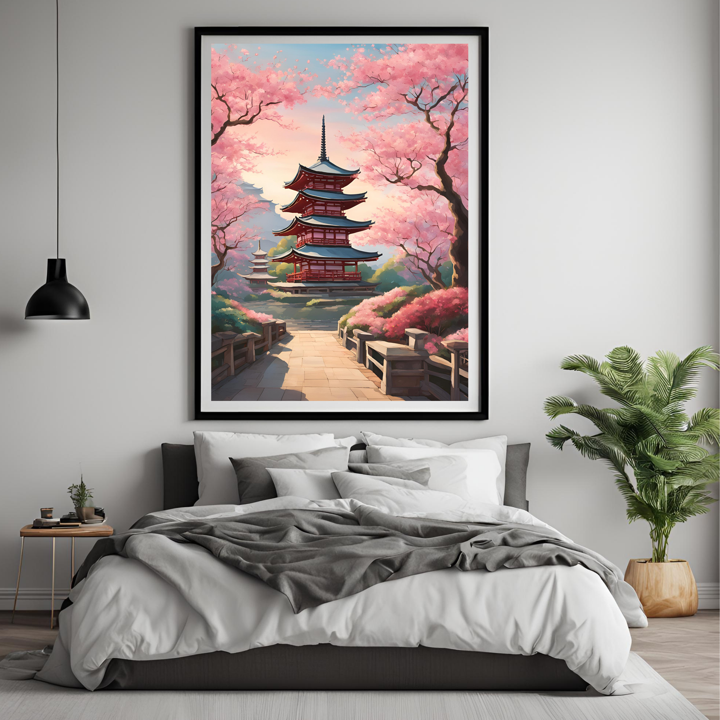 Japanese Architecture Blossom Digital Print - Instant Download
