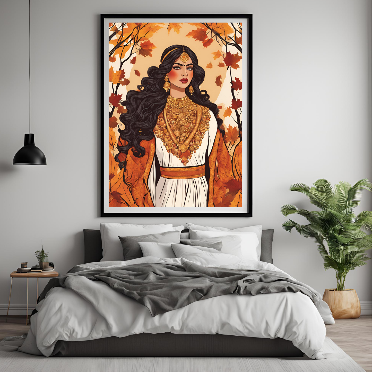South Asian Art Desi Autumn Fall Princess Digital Print