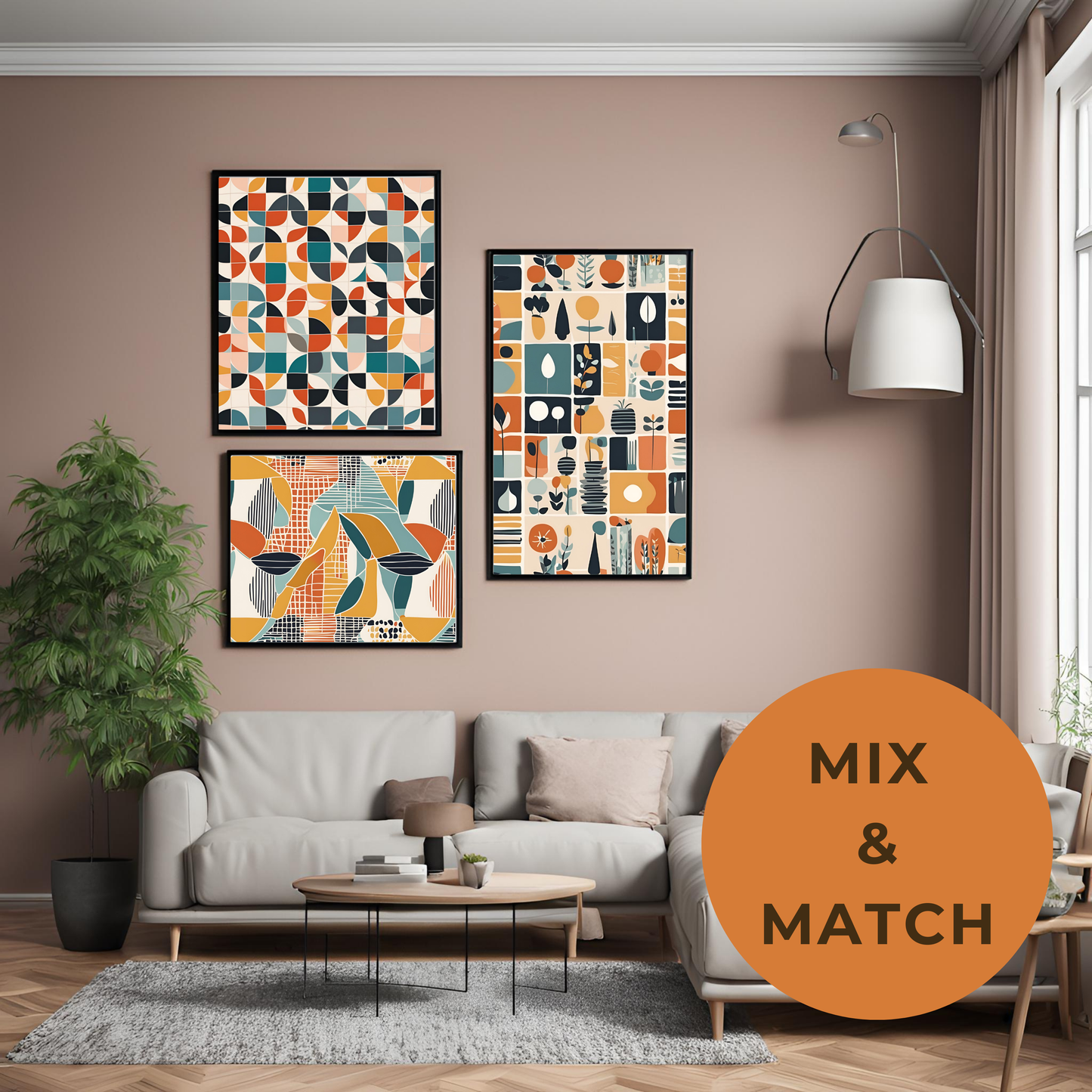 Scandinavian Boho Mountain Wall Art Digital Download