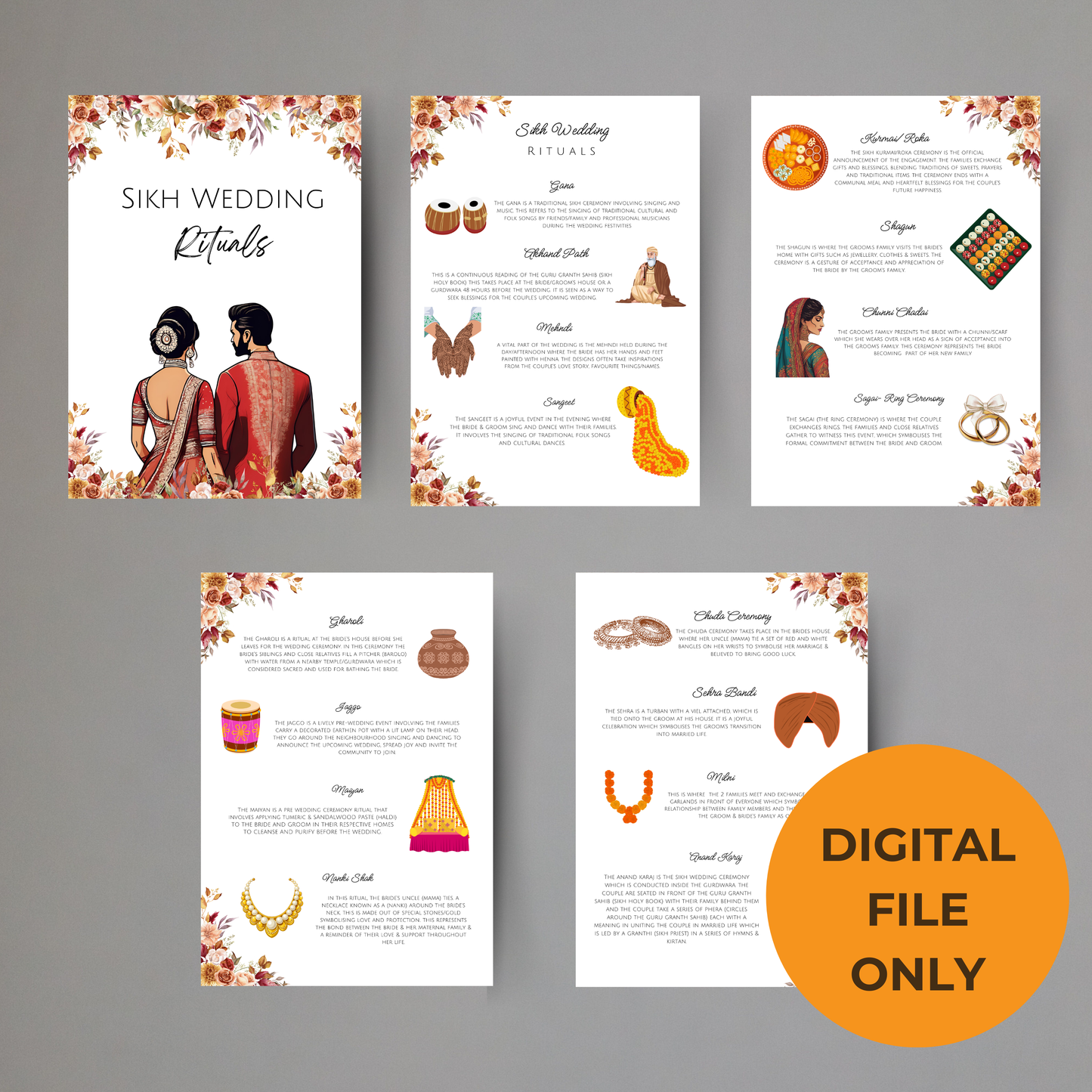 Sikh Wedding Rituals Booklet Digital Download - Online Template